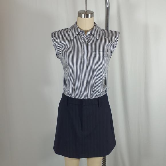 Simkhai 'Graham Shirting' Black Combo Mini Dress Size 6 - Picture 2 of 5